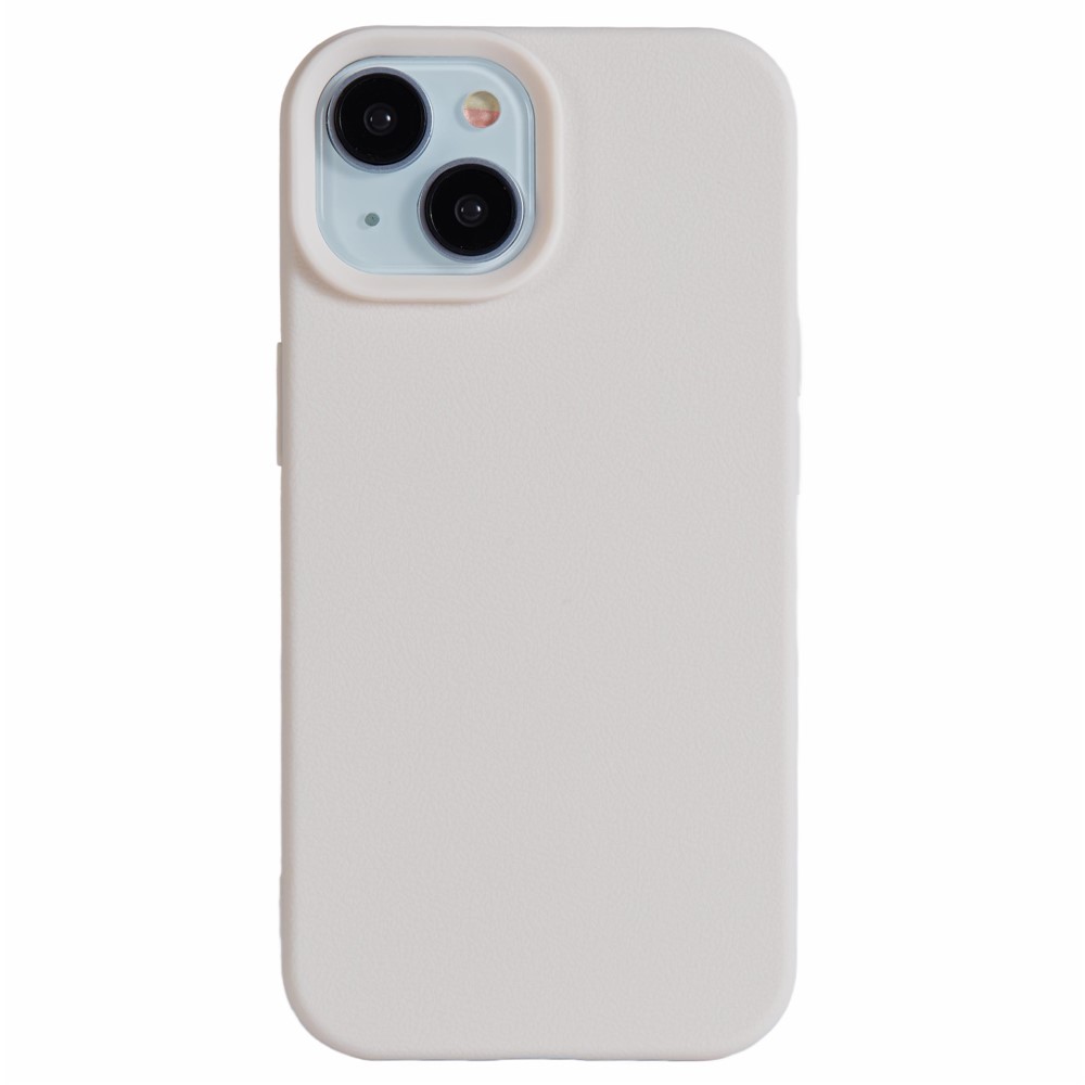 For iPhone 15 Case Litchi Texture TPU Shockproof Phone Cover - White
