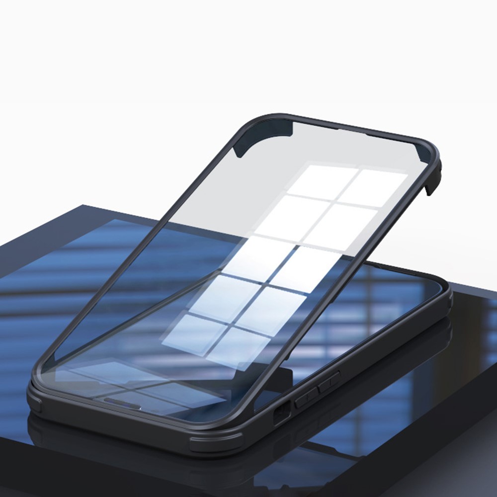 For iPhone 14 Double-sided Tempered Glass + TPU Phone Case Full Protection Anti-drop Cover - Black-2