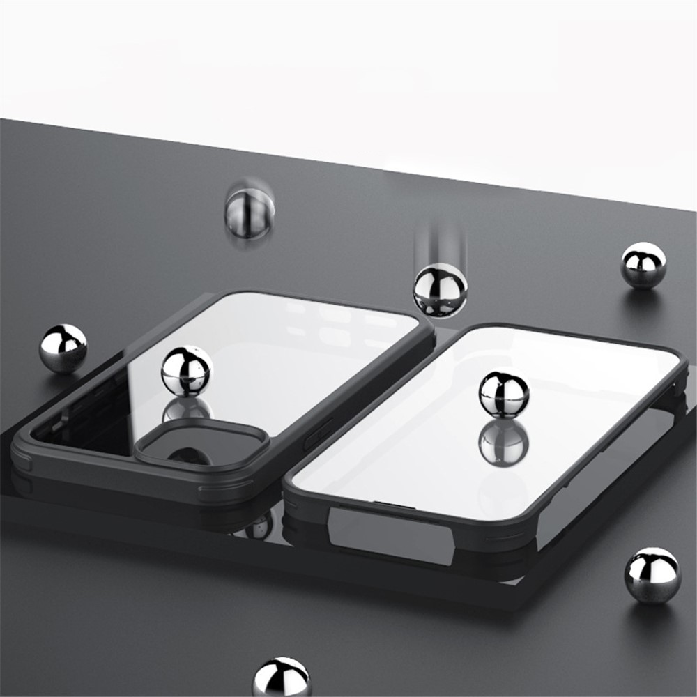 For iPhone 14 Double-sided Tempered Glass + TPU Phone Case Full Protection Anti-drop Cover - Black-3