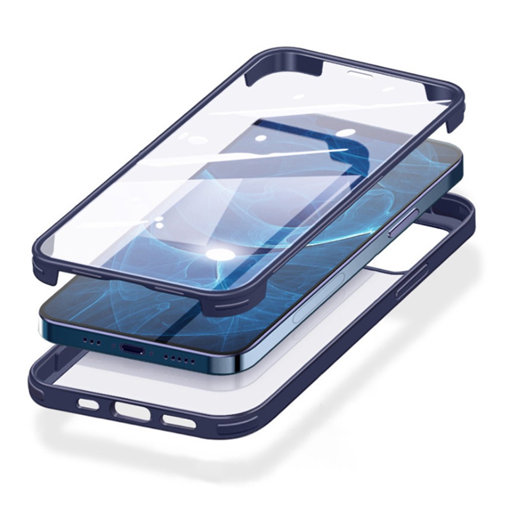 For iPhone 14 Double-sided Tempered Glass + TPU Phone Case Full Protection Anti-drop Cover - Black-4