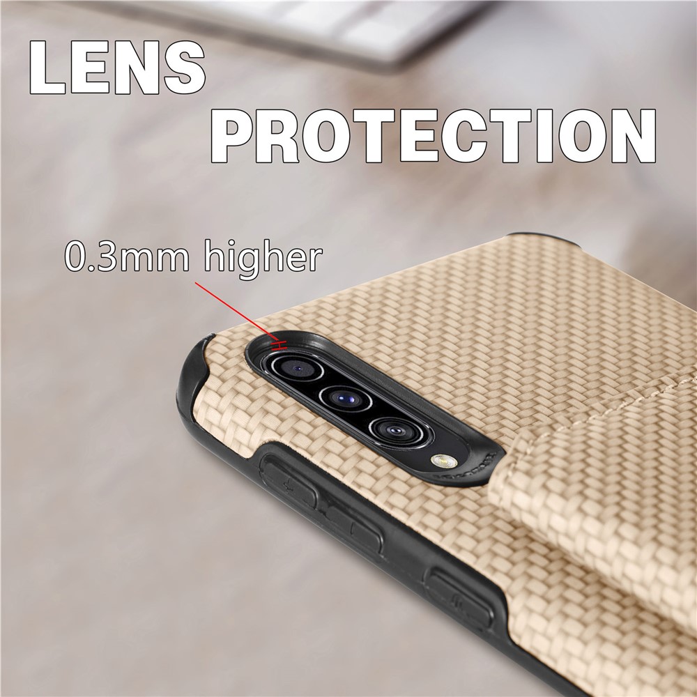 For Samsung Galaxy M13 4G RFID Blocking Wallet Case Carbon Fiber Texture PU Leather Coated TPU Protective Cover with Kickstand - Khaki-8