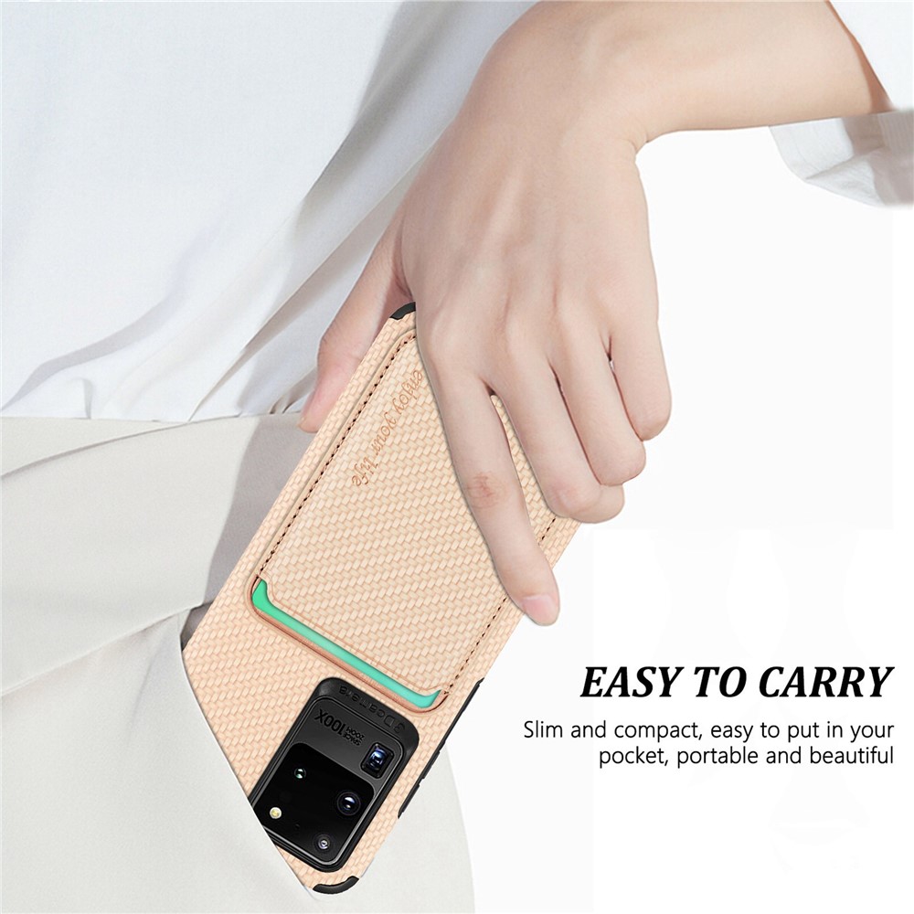 For Samsung Galaxy S20 Ultra 4G / 5G Carbon Fiber Texture 2-in-1 Detachable Back Case PU Leather + TPU + PVC Magnetic Cover with Card Holder - Blue-11