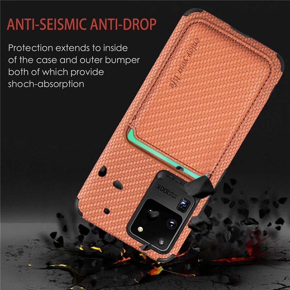 For Samsung Galaxy S20 Ultra 4G / 5G Carbon Fiber Texture 2-in-1 Detachable Back Case PU Leather + TPU + PVC Magnetic Cover with Card Holder - Blue-9