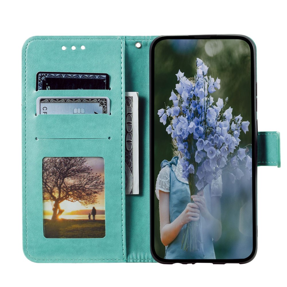 For Samsung Galaxy A04 4G Mandala Flower Pattern Imprinted Stand Case Shockproof PU Leather Wallet Phone Cover - Green-2