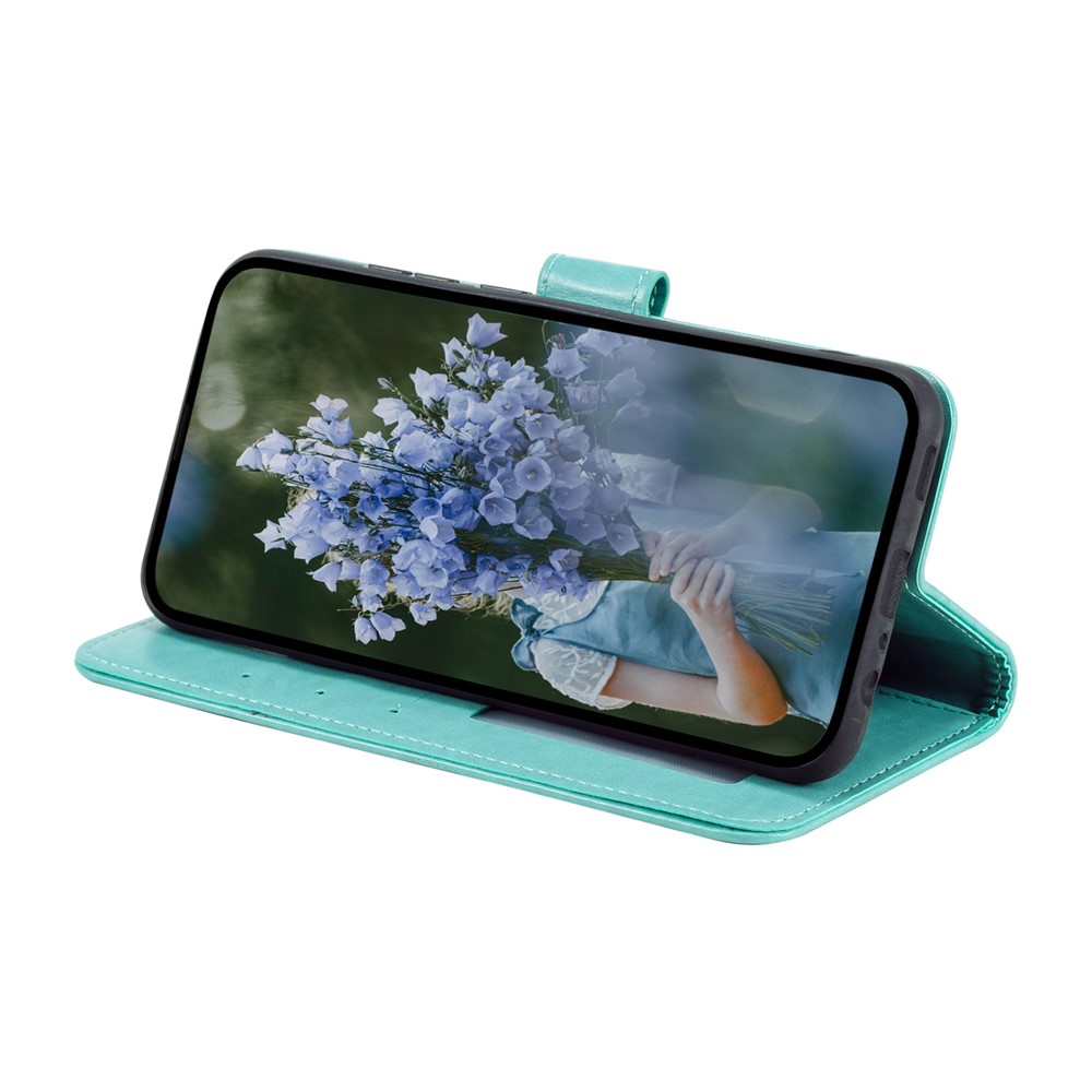 For Samsung Galaxy A04 4G Mandala Flower Pattern Imprinted Stand Case Shockproof PU Leather Wallet Phone Cover - Green-3