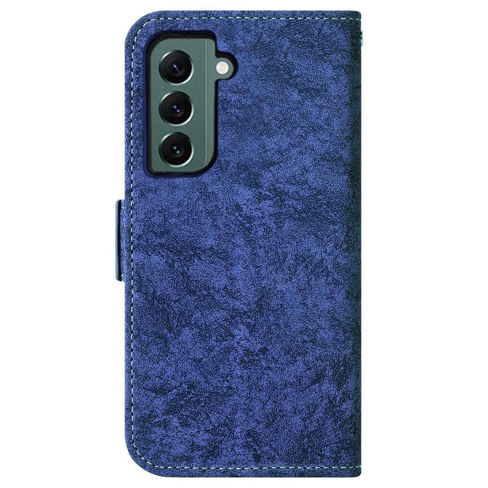 For Samsung Galaxy S22+ 5G Water-ink Painting Texture PU Leather Case Rotating Card Slots Phone Cover with Stand Wallet - Blue-9