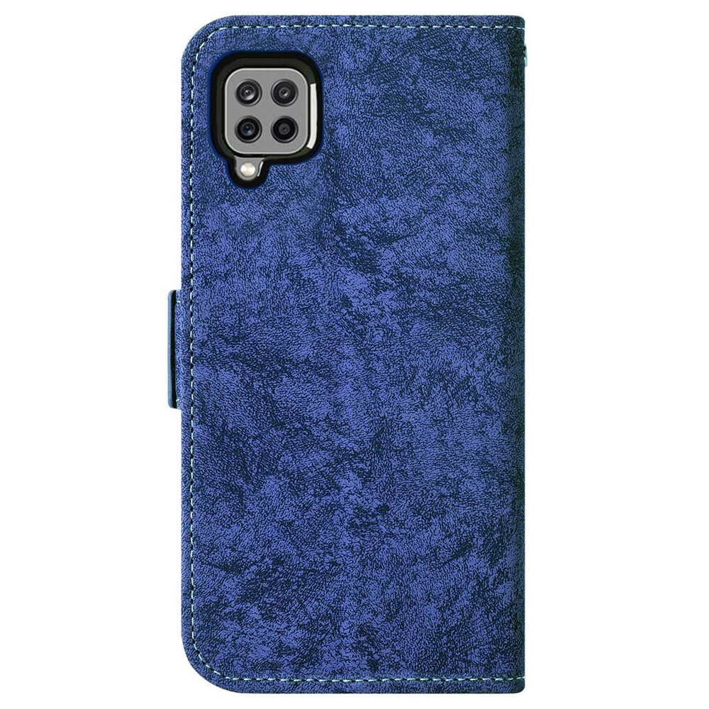 For Samsung Galaxy M53 5G Water-ink Painting Texture PU Leather Flip Cover Rotating Card Slots Stand Feature Protective Phone Case with Strap - Blue-9