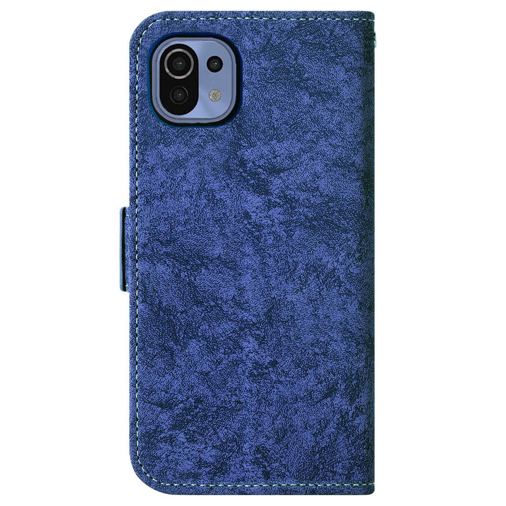 For Xiaomi Mi 11 Lite 4G / 5G / 11 Lite 5G NE Water-ink Painting Texture Magnetic Flip Case PU Leather Rotating Card Slots Stand Function Wallet Case - Blue-9