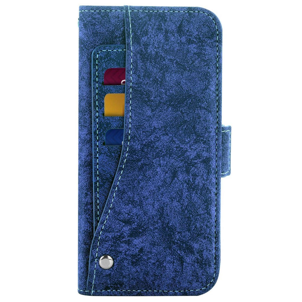 For Sony Xperia 10 III 5G / Xperia 10 III Lite Water-ink Painting Texture PU Leather Case Stand Flip Magnetic Cover with Rotating Card Slots - Blue-8