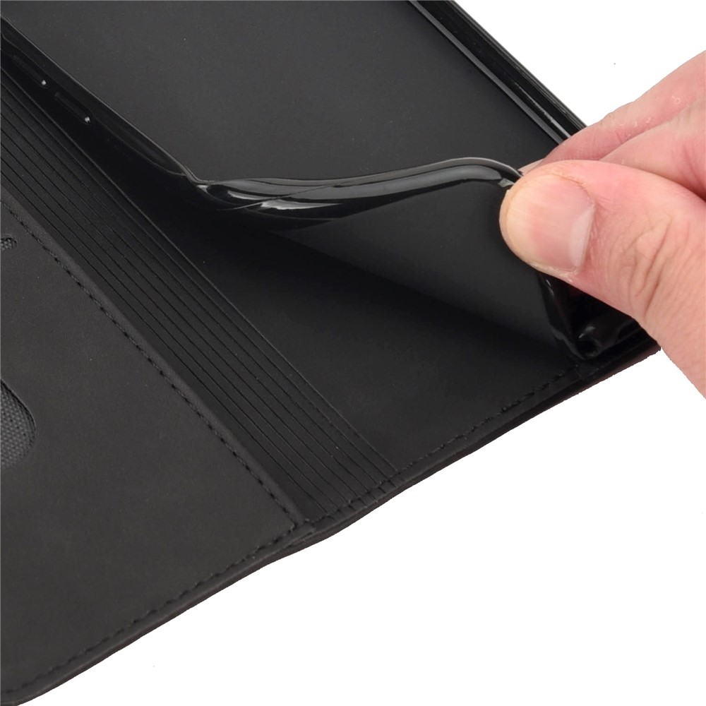For OnePlus 10T 5G / Ace Pro 5G Splicing Skin-touch Feeling Phone Case PU Leather Magnetic Auto-absorbed Cover with Stand Wallet - Black-6