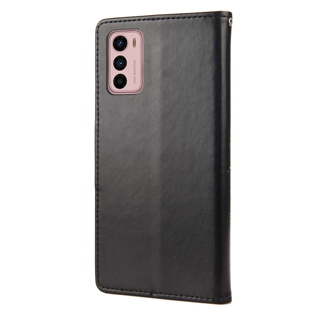 Wallet Stand Leather Case for Motorola Moto G42 4G, Imprinting Flower Butterflies Folio Flip Phone Cover with Strap - Black-7