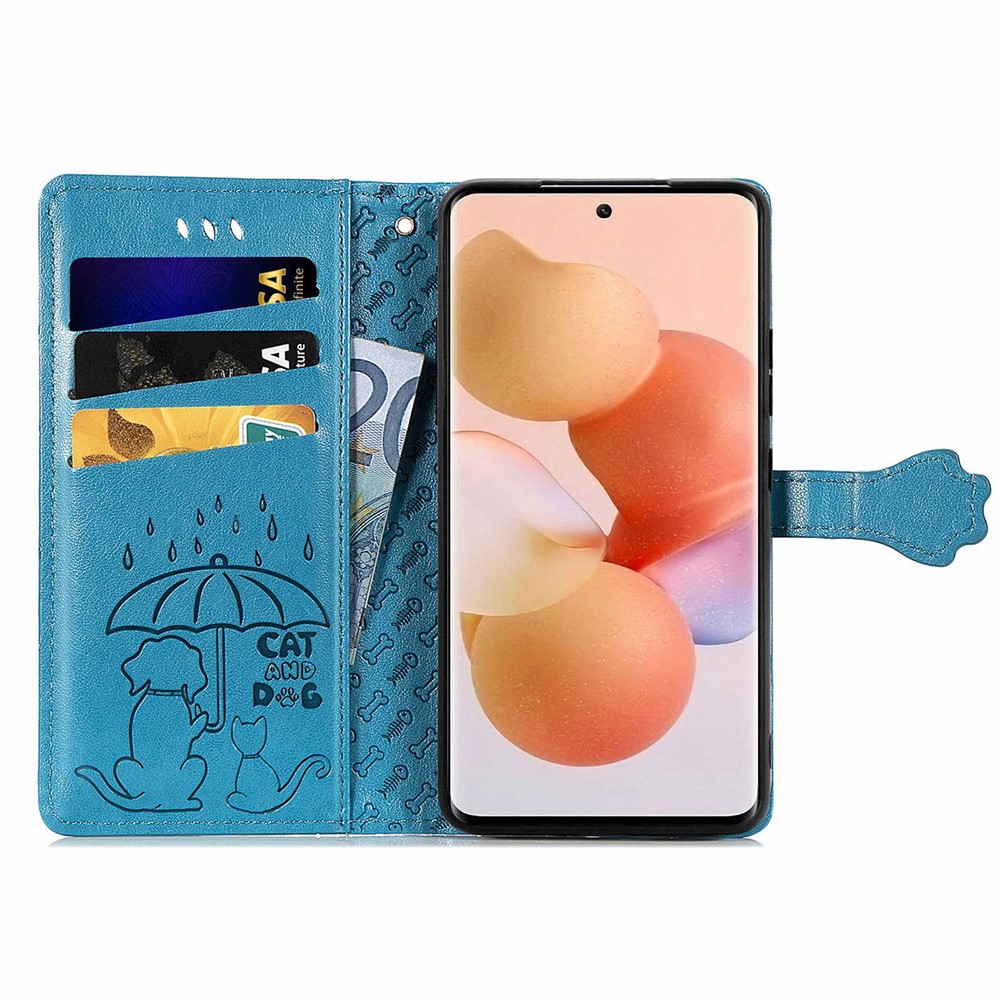 For Xiaomi 12 Lite 5G Imprinted Cat Dog Pattern Phone Protector PU Leather Cover Inner TPU Case with Wallet Stand - Blue-2