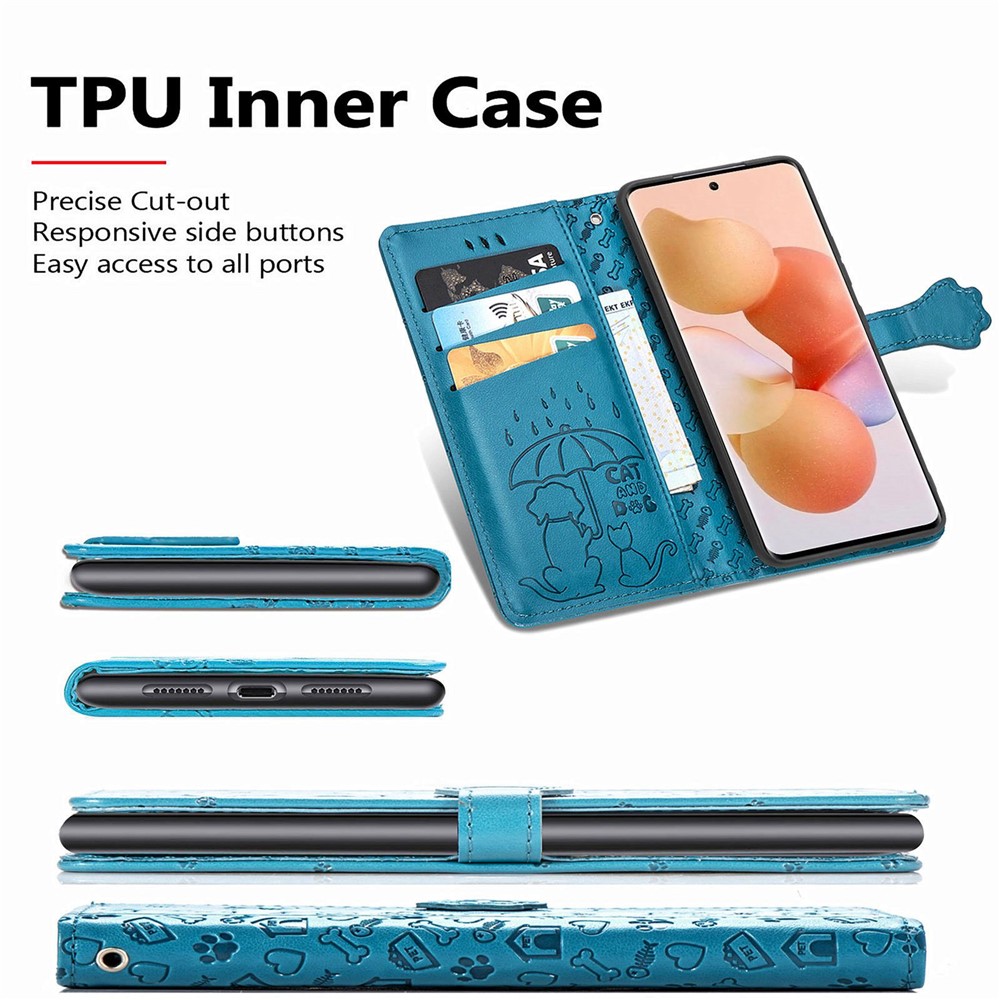 For Xiaomi 12 Lite 5G Imprinted Cat Dog Pattern Phone Protector PU Leather Cover Inner TPU Case with Wallet Stand - Blue-4