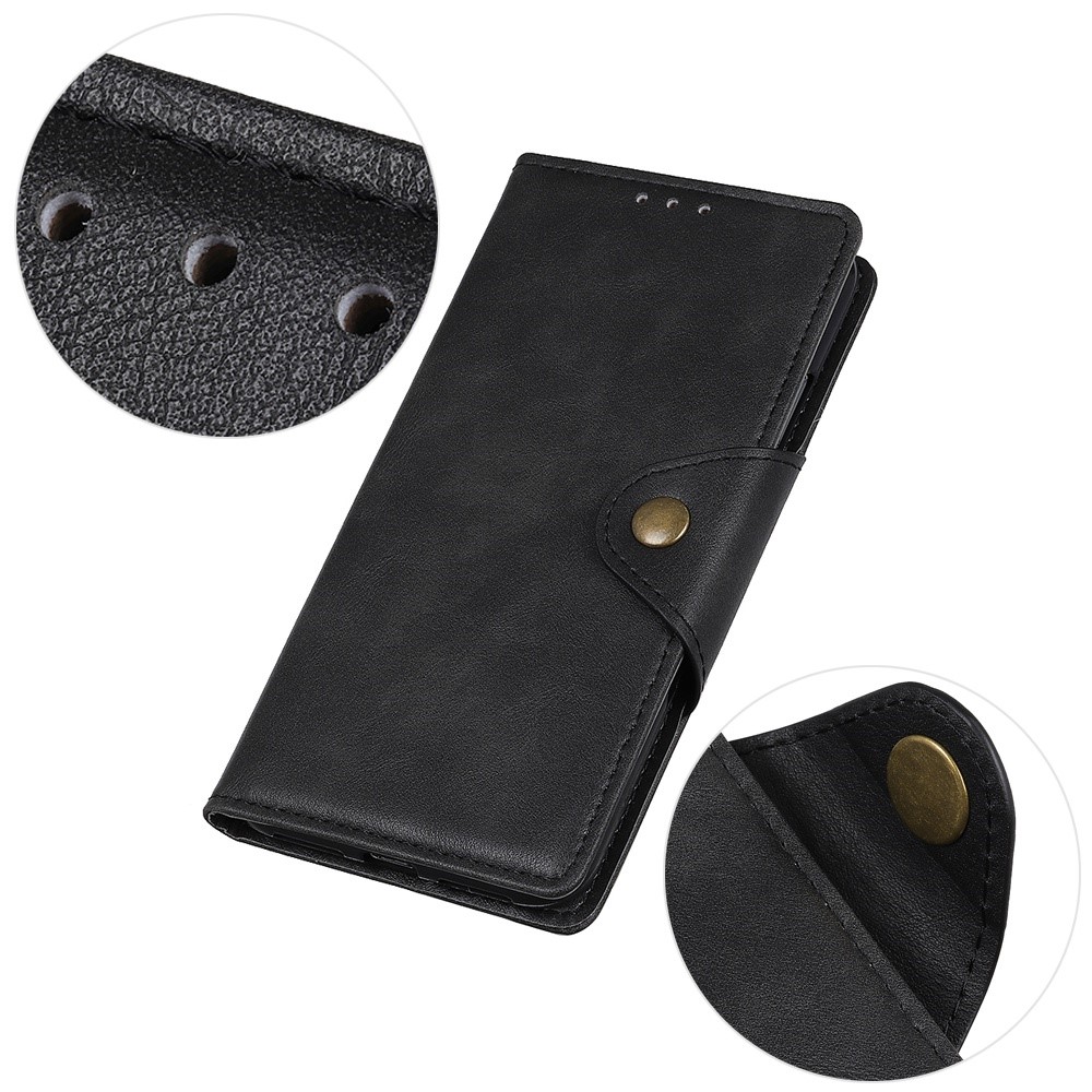 For Motorola Edge (2022) 5G PU Leather Wallet Folio Case Stand Function Magnetic Brass Buckle Protective Cover - Black-4
