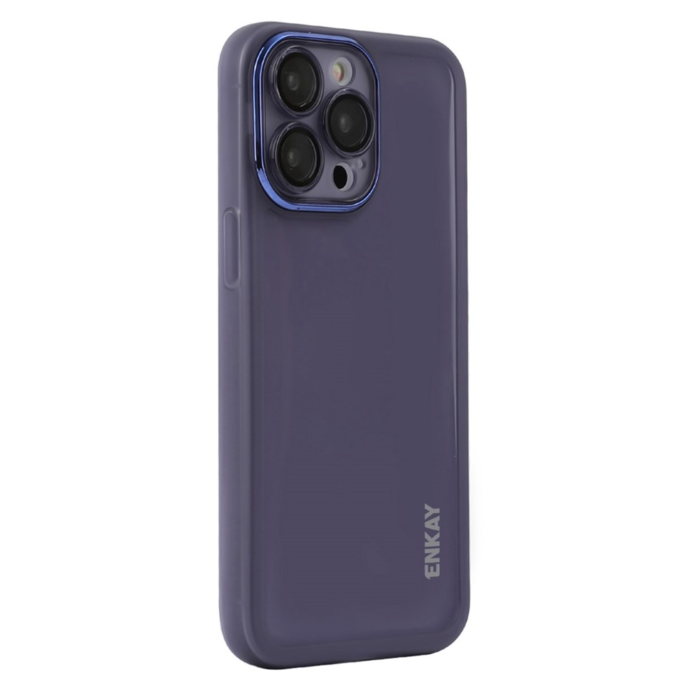 ENKAY HAT PRINCE For iPhone 14 Pro Case Matte TPU Phone Cover with Lens Film - Purple