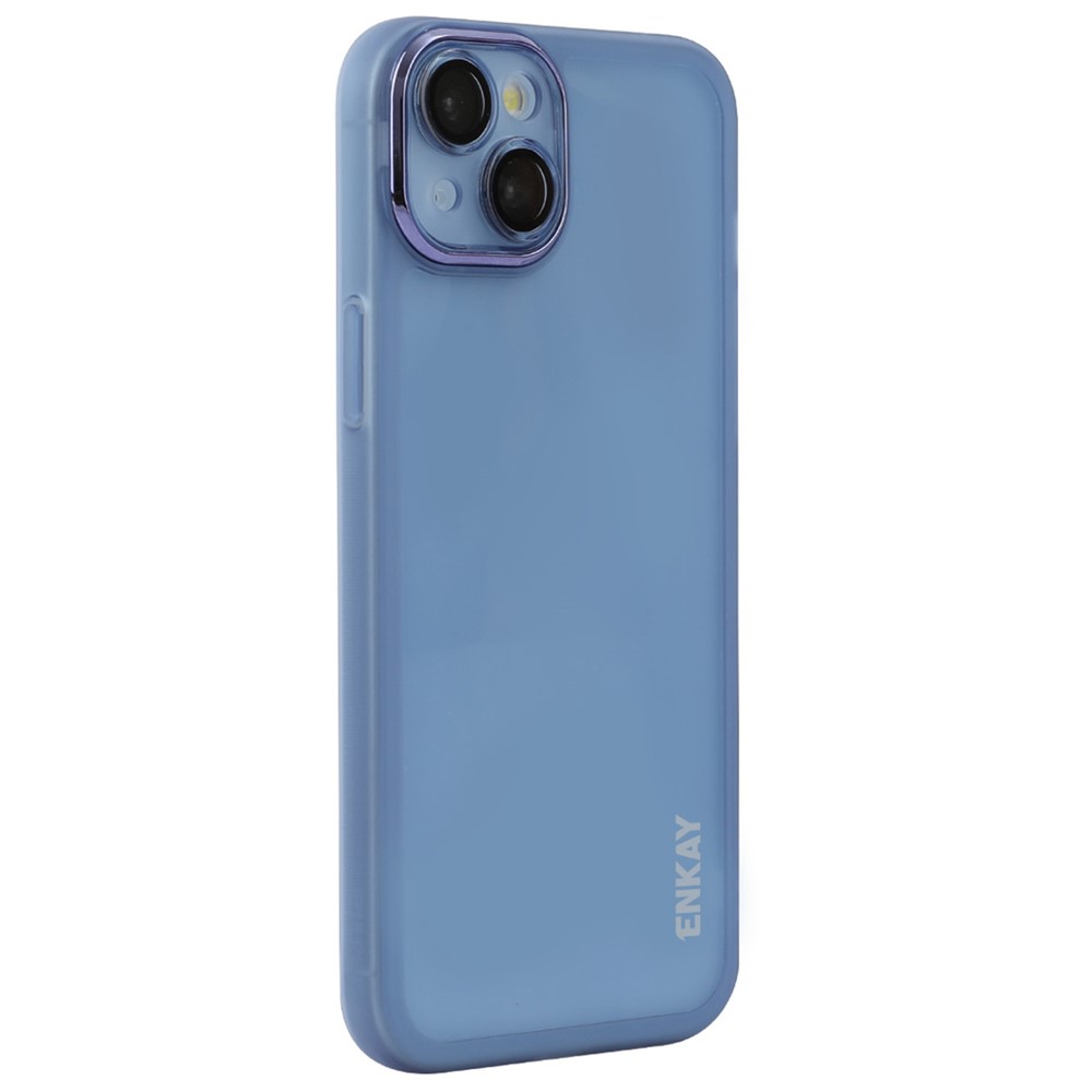ENKAY HAT PRINCE For iPhone 14 Plus Case Matte TPU Phone Cover with Lens Film - Blue
