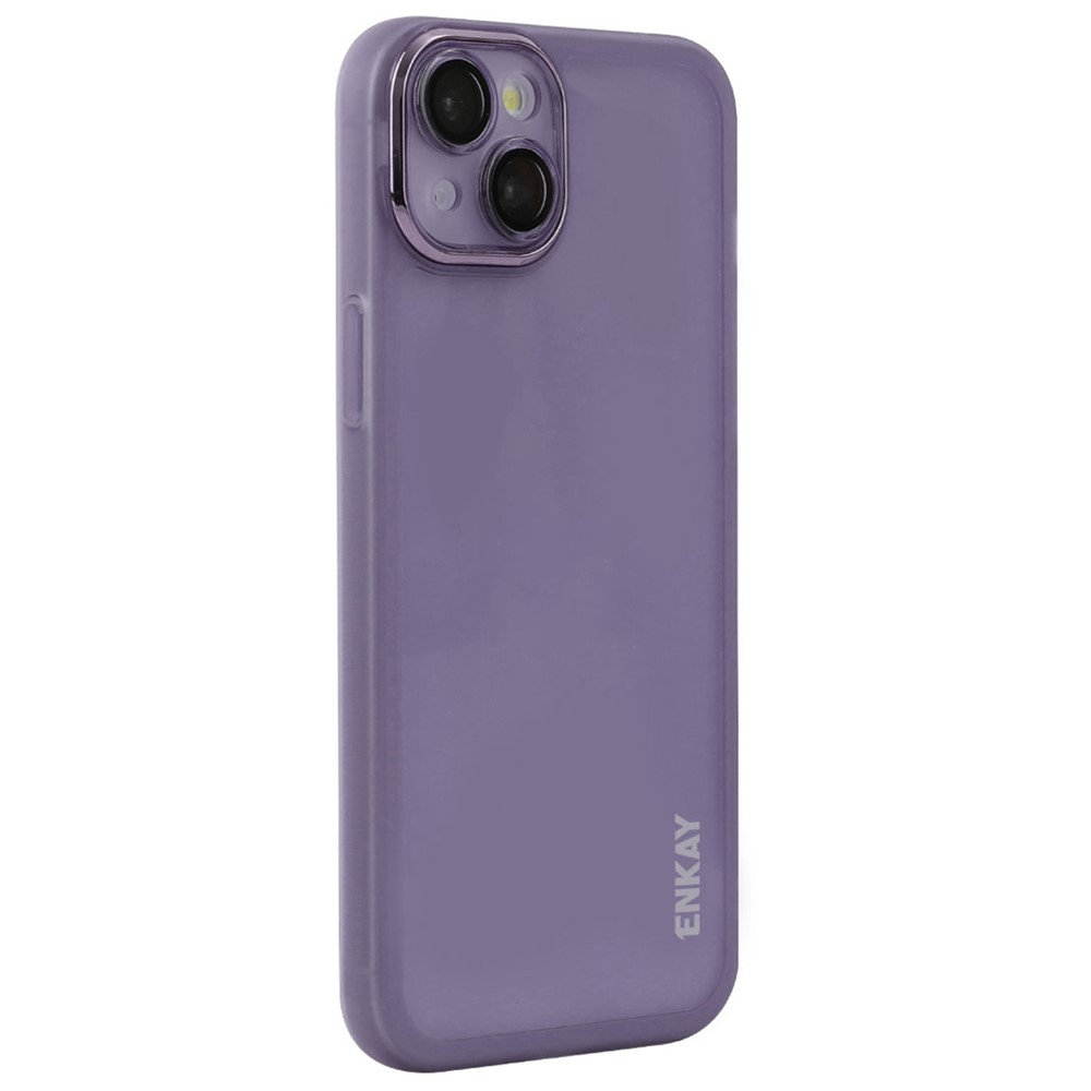 ENKAY HAT PRINCE For iPhone 14 Case Matte TPU Phone Cover with Lens Film - Purple