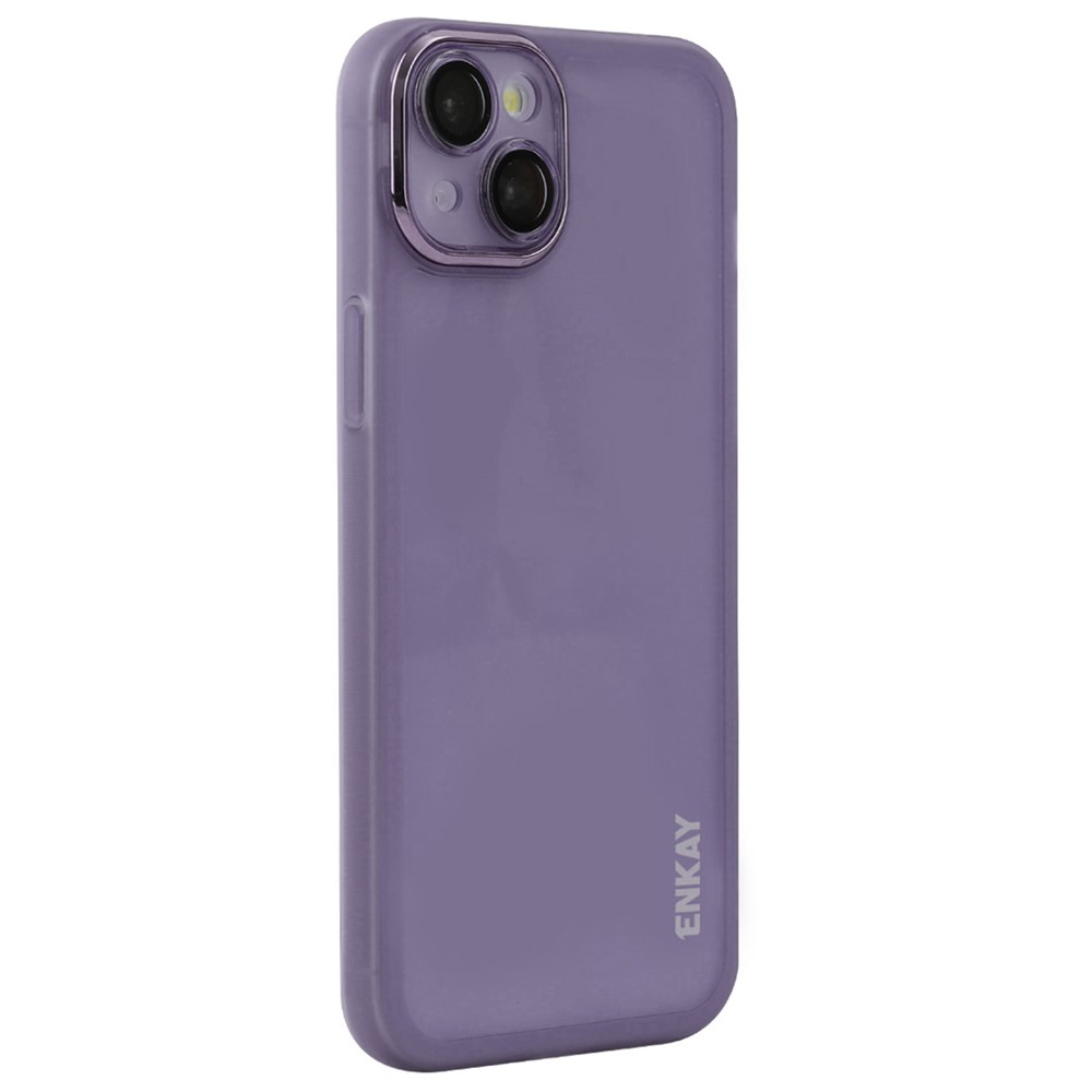 ENKAY HAT PRINCE For iPhone 15 Plus Case Matte TPU Phone Cover with Lens Film - Purple