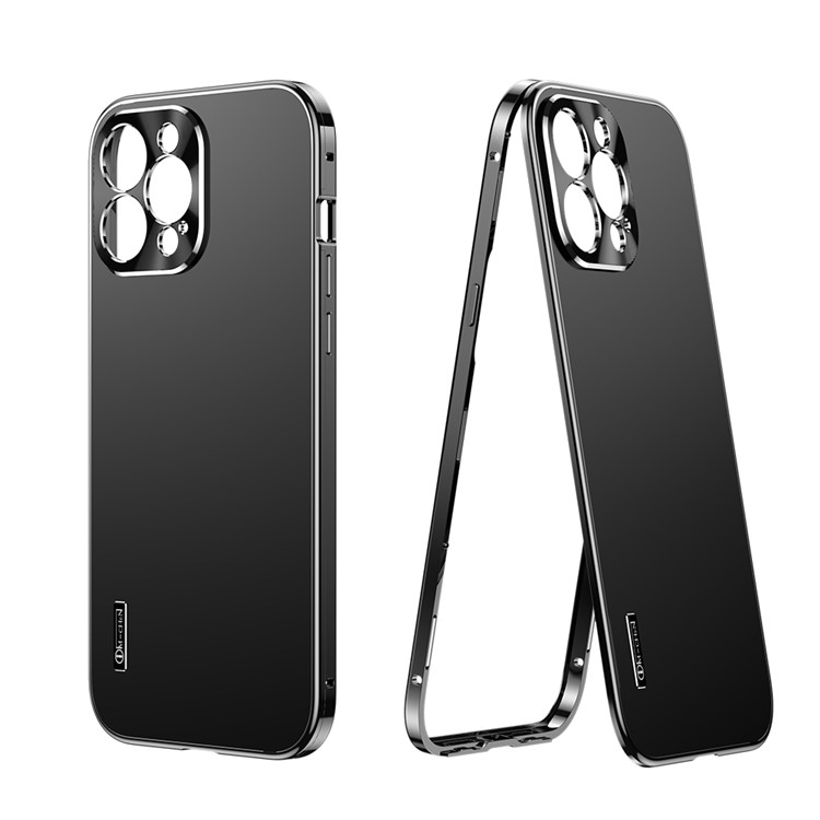 IM-CHEN For iPhone 14 Pro Max Anti-shock Matte Phone Case Hard PC Metal Frame Ultra Slim Phone Cover with Magnetic / Buckle Lock - Gold-2