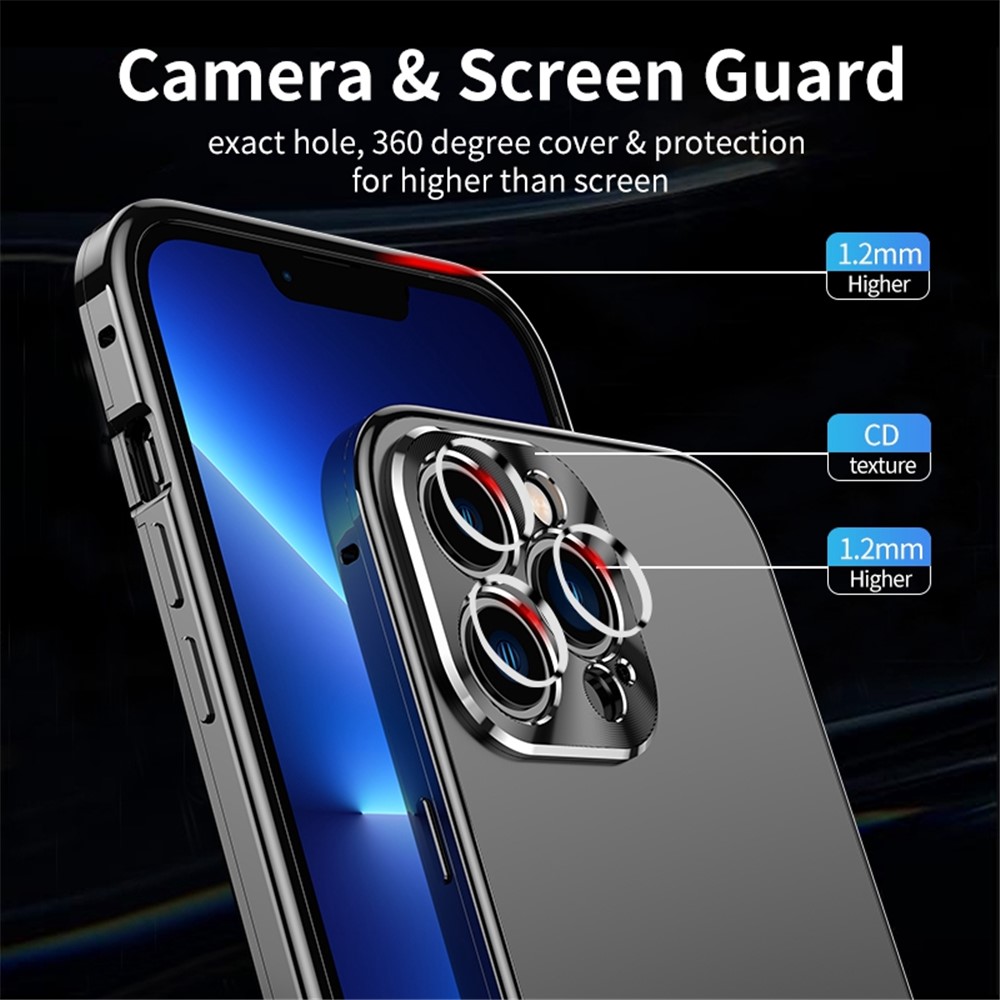 IM-CHEN For iPhone 13 Pro Max 6.7 inch Anti-fall Ultra Slim Matte Phone Case Hard PC Metal Frame Phone Cover with Magnetic / Buckle Lock - Black-3