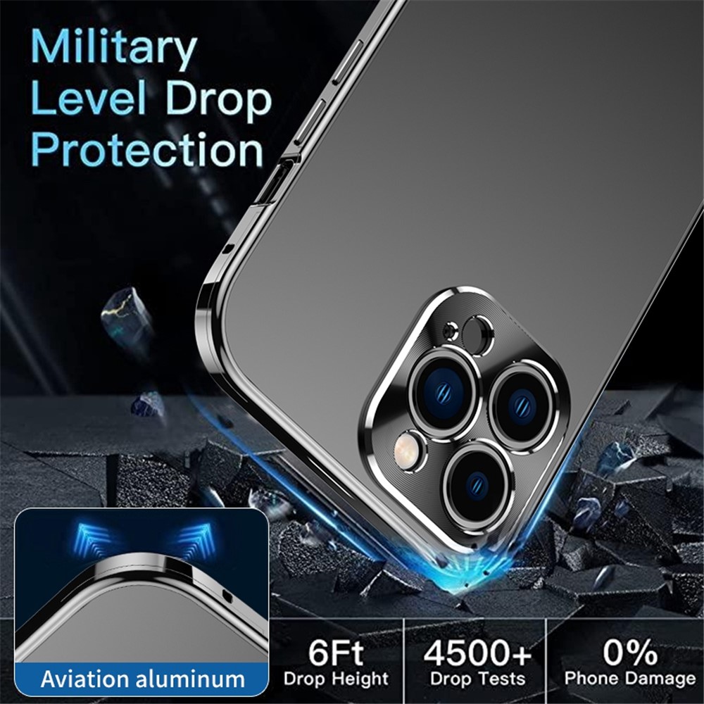 IM-CHEN For iPhone 13 Pro Max 6.7 inch Anti-fall Ultra Slim Matte Phone Case Hard PC Metal Frame Phone Cover with Magnetic / Buckle Lock - Black-6