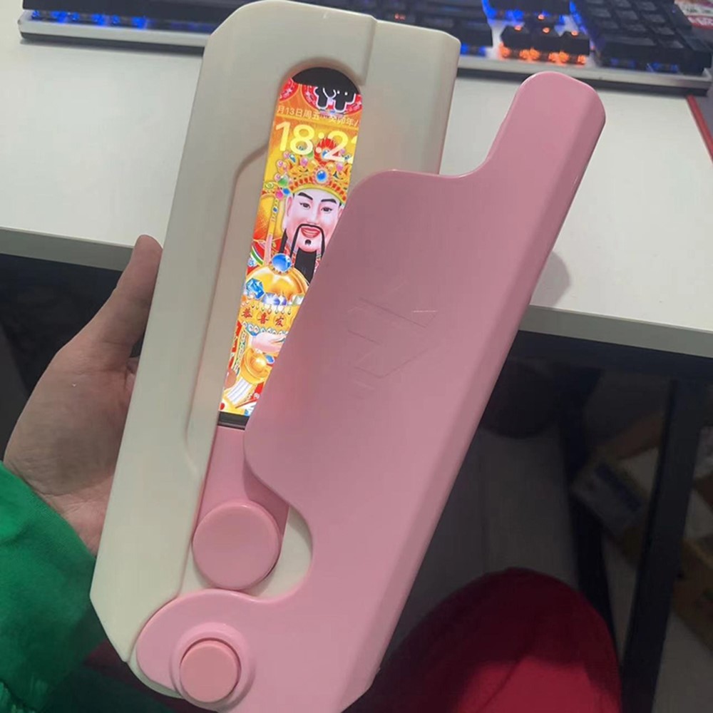 For iPhone 14 Plus Case Giant Carrot Knife ABS Phone Cover Stress Relieving Toy - Pink+White