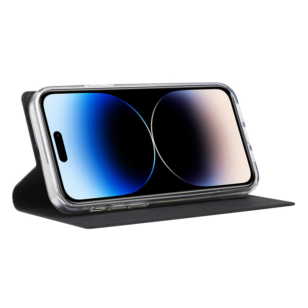 VILI DMX Series PU Leather Case for iPhone 14 Pro Max, Magnetic Absorption Stand Card Slot Flip Cover - Black-2