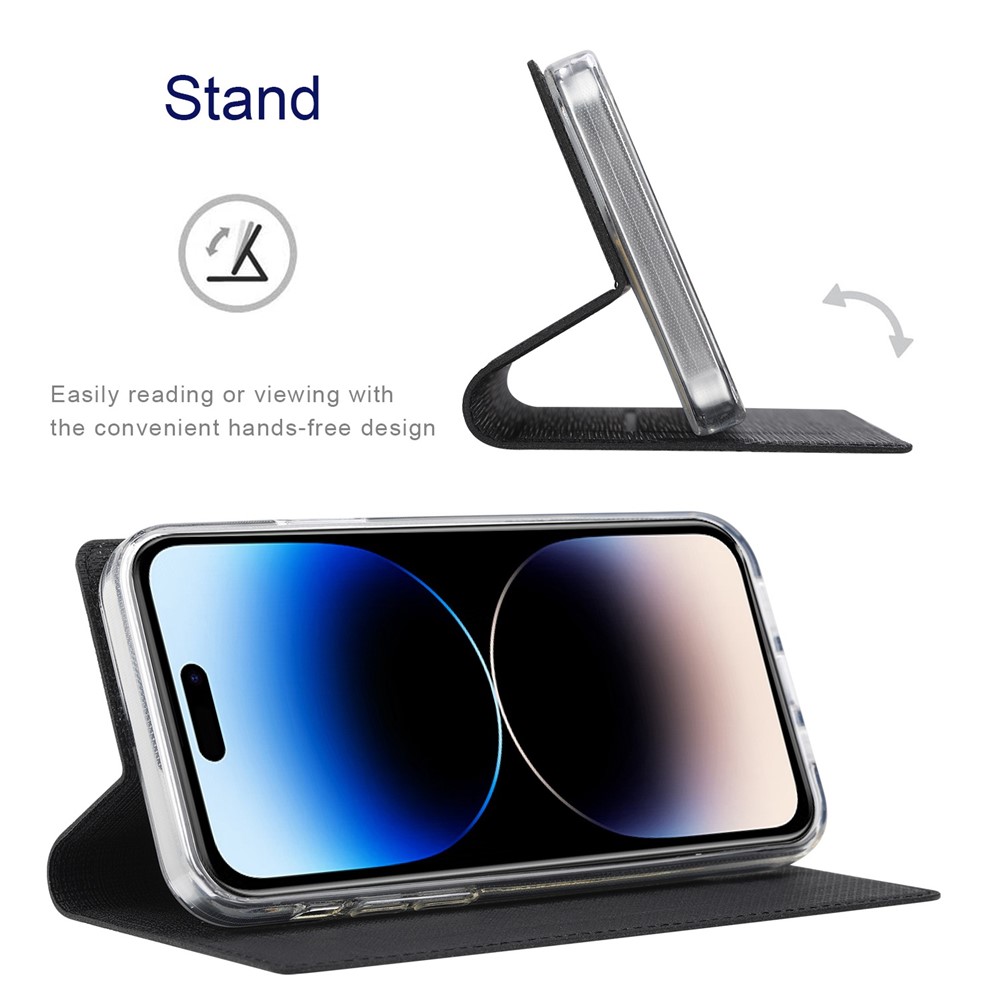 VILI DMX Series PU Leather Case for iPhone 14 Pro Max, Magnetic Absorption Stand Card Slot Flip Cover - Black-4