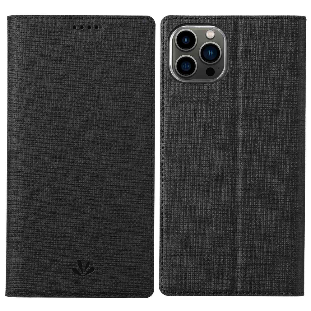 VILI DMX Series for iPhone 14 Pro PU Leather Magnetic Auto-absorbed Case Stand Feature Card Slot Folio Cover - Black-1
