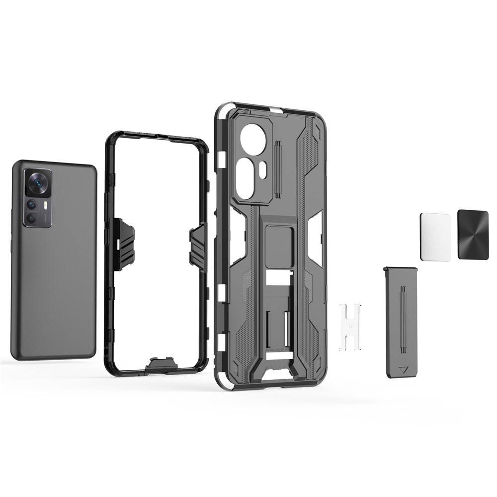 For Xiaomi Redmi K50 Ultra 5G Drop-proof Phone Case Kickstand Anti-scratch Hard PC Soft TPU Hybrid Back Cover - Black-3