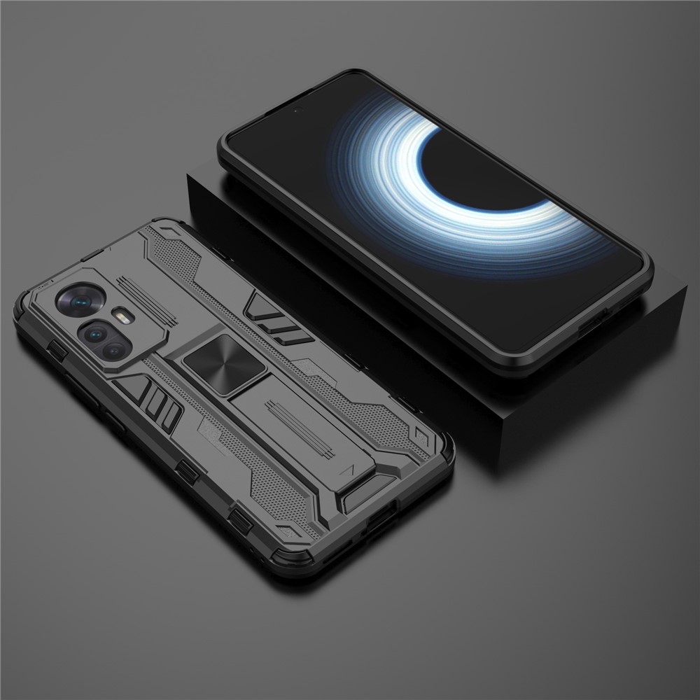 For Xiaomi Redmi K50 Ultra 5G Drop-proof Phone Case Kickstand Anti-scratch Hard PC Soft TPU Hybrid Back Cover - Black-5