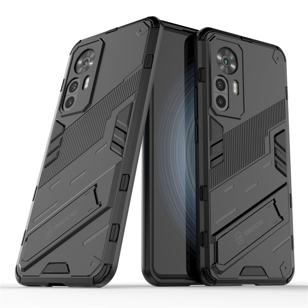 For Xiaomi Redmi K50 Ultra 5G PC+TPU Hybrid Phone Case Anti-scratch Back Cover with Kickstand - Black-7