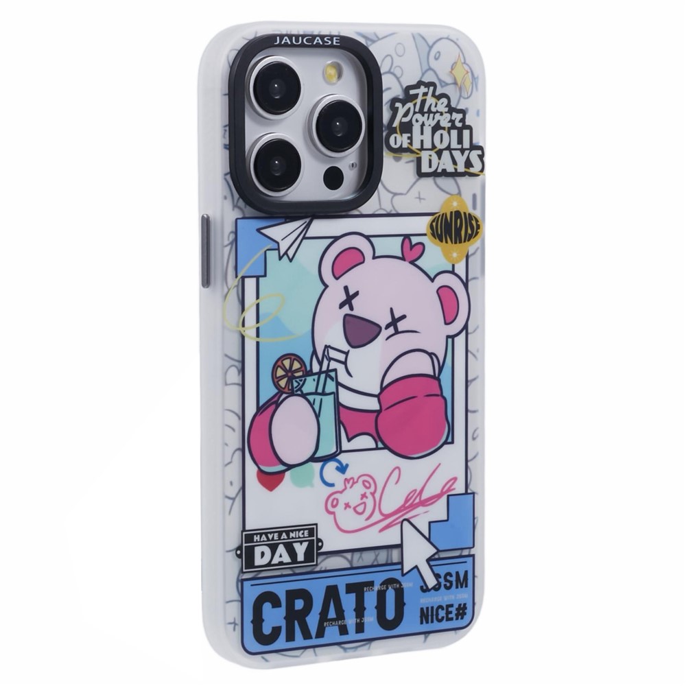 JAUCASE For iPhone 14 Pro Max Case Compatible with MagSafe Bear Pattern PC+TPU Matte Phone Cover - Summer Bear