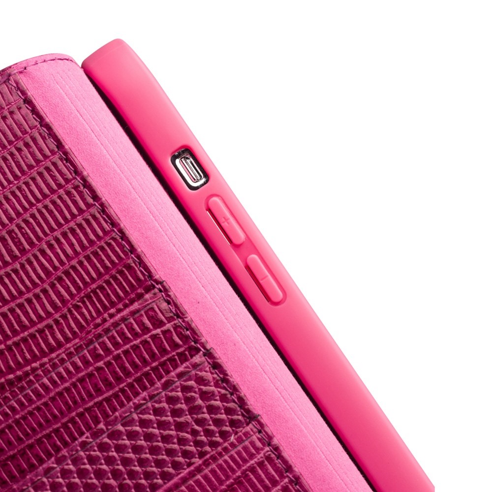 QIALINO For iPhone 14 Plus Genuine Leather Anti-drop Phone Case Crocodile Texture Stand Wallet Cover-4