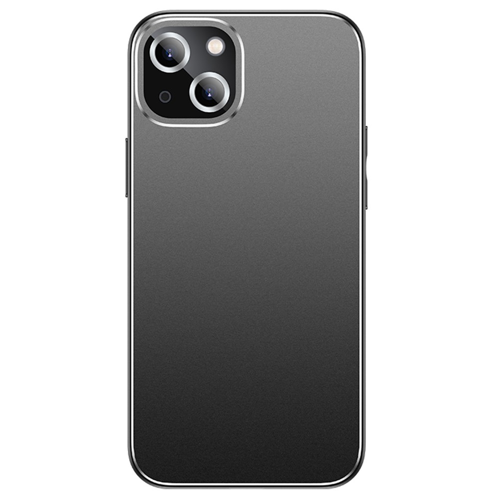 For iPhone 15 Case PC+TPU Matte Back Phone Cover with Lens Film - Black