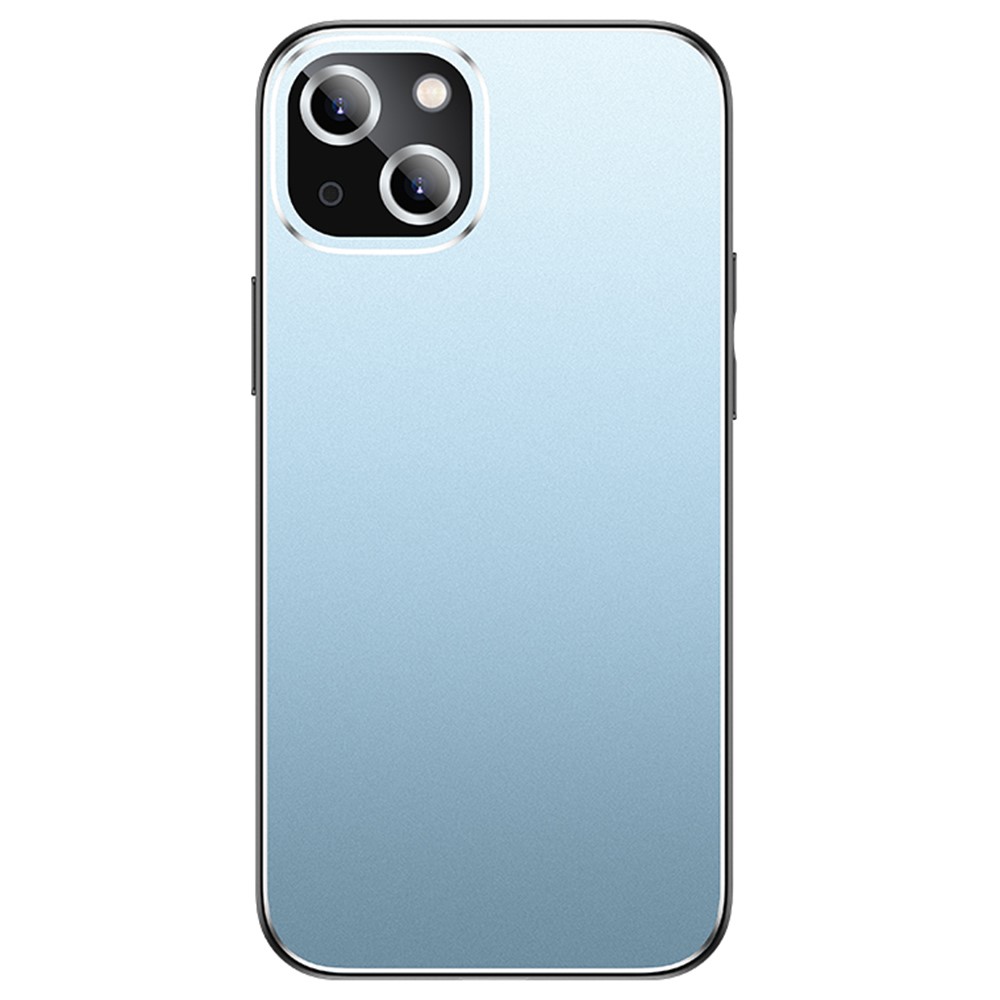 For iPhone 15 Case PC+TPU Matte Back Phone Cover with Lens Film - Blue