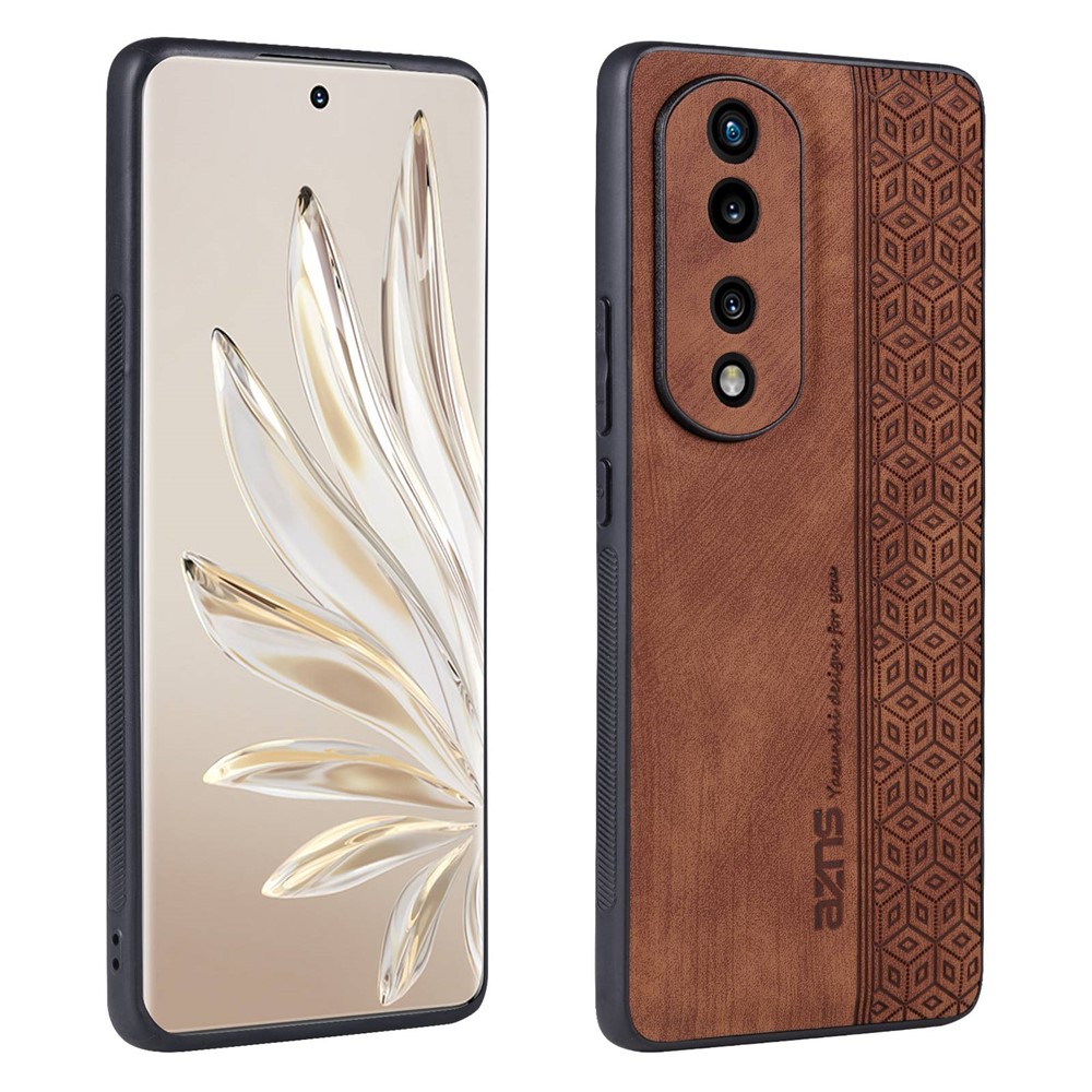 AZNS For Honor 70 Pro 5G Imprinted Pattern Drop-proof PU Leather Coated TPU Cover Anti-slip Cell Phone Case - Brown-1