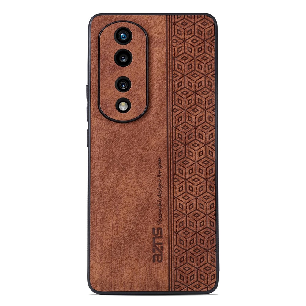 AZNS For Honor 70 Pro 5G Imprinted Pattern Drop-proof PU Leather Coated TPU Cover Anti-slip Cell Phone Case - Brown-2