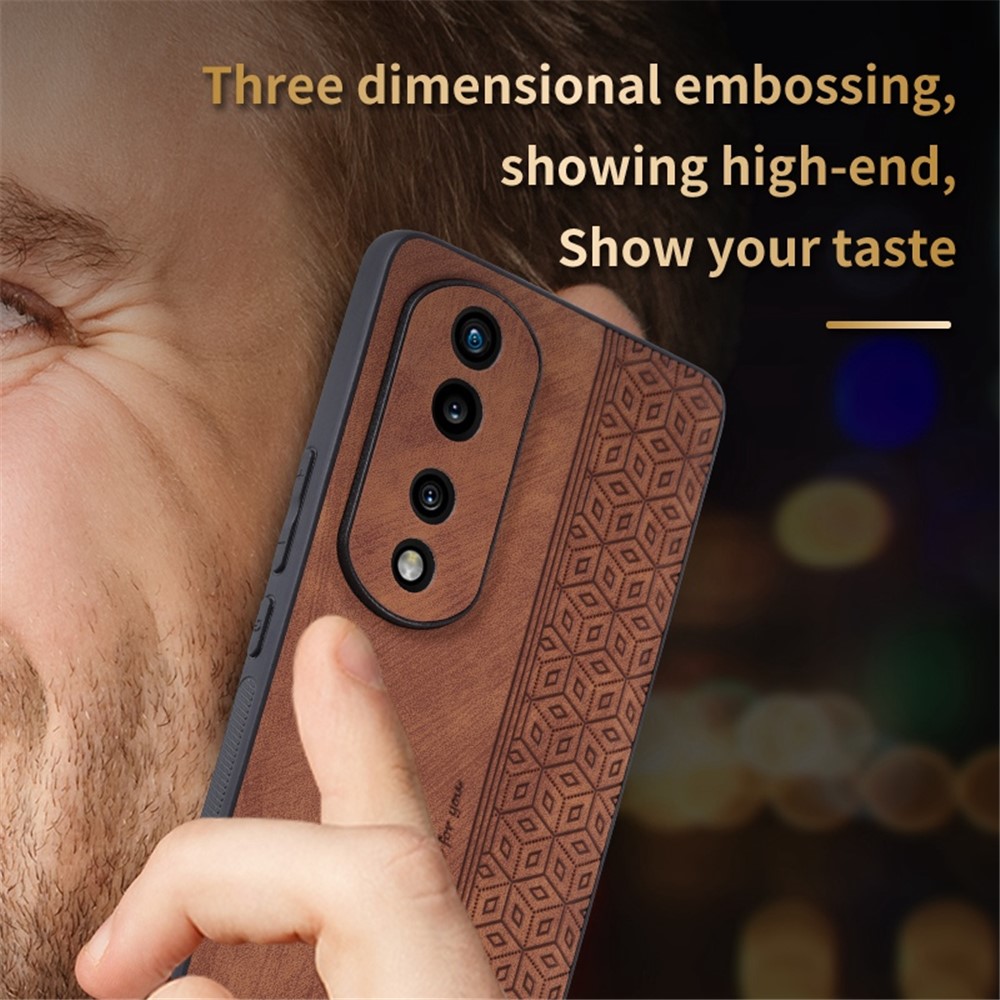 AZNS For Honor 70 Pro 5G Imprinted Pattern Drop-proof PU Leather Coated TPU Cover Anti-slip Cell Phone Case - Brown-6