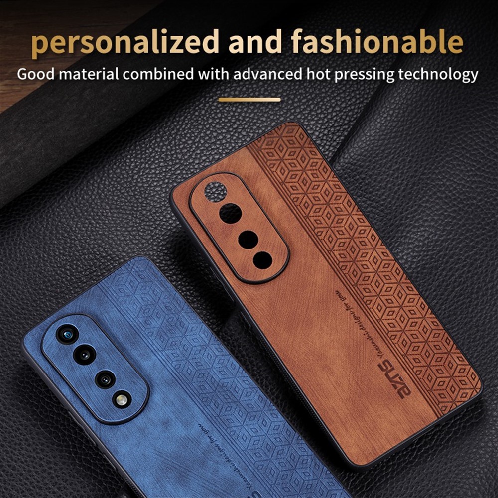 AZNS For Honor 70 Pro 5G Imprinted Pattern Drop-proof PU Leather Coated TPU Cover Anti-slip Cell Phone Case - Brown-7