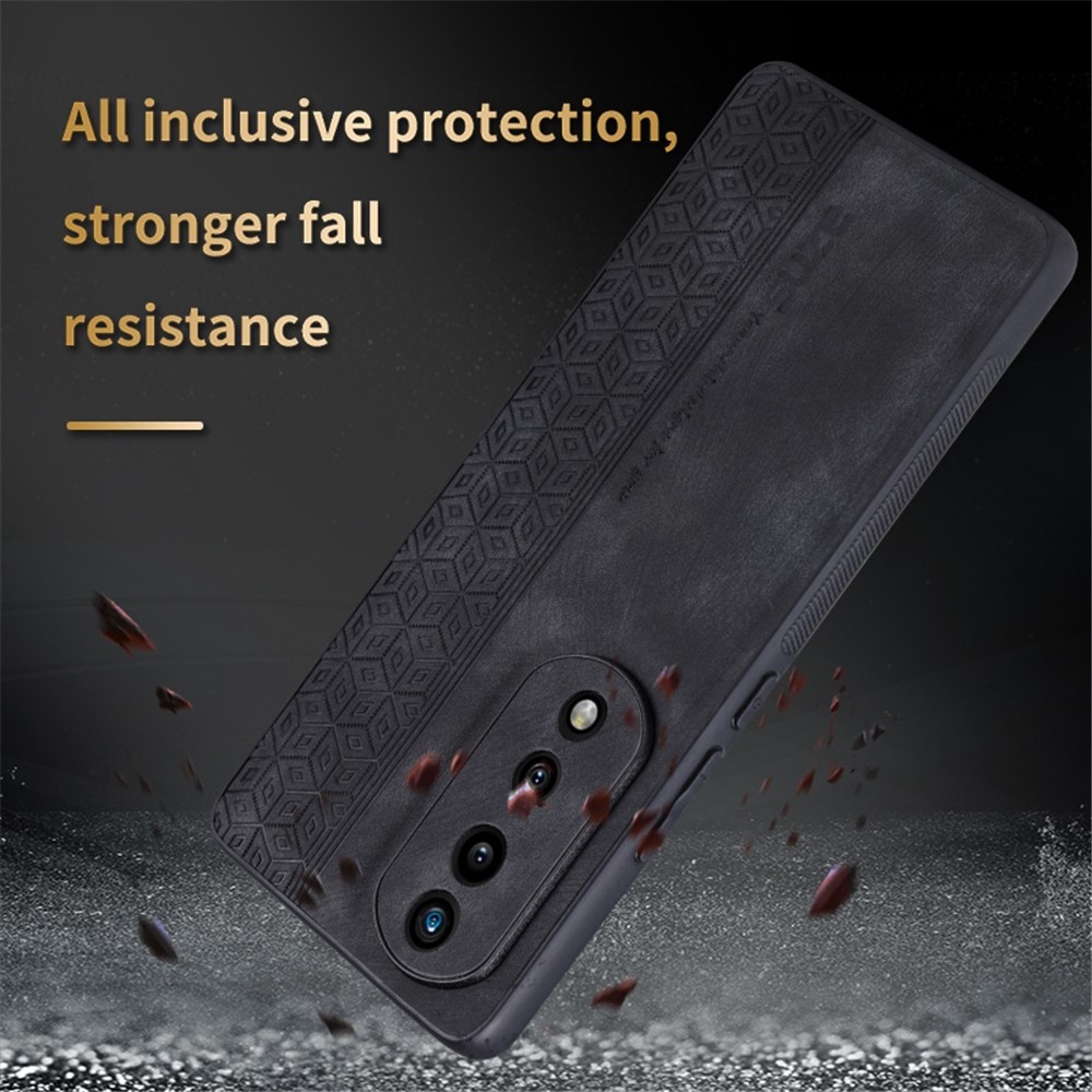 AZNS For Honor 70 Pro 5G Imprinted Pattern Drop-proof PU Leather Coated TPU Cover Anti-slip Cell Phone Case - Brown-9