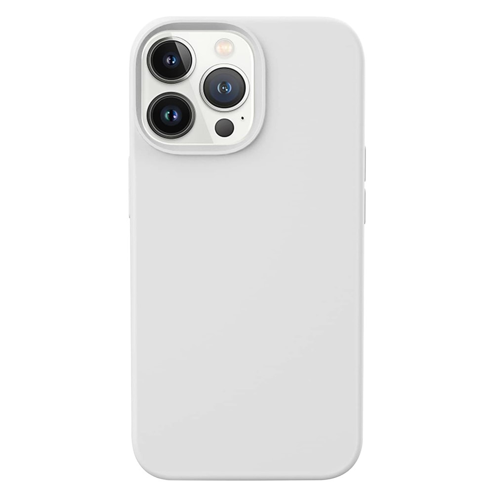 KALEBOL KLB-YTGJ001 For iPhone 14 Pro Max Case Solid Color Liquid Silicone+PC Phone Cover - White