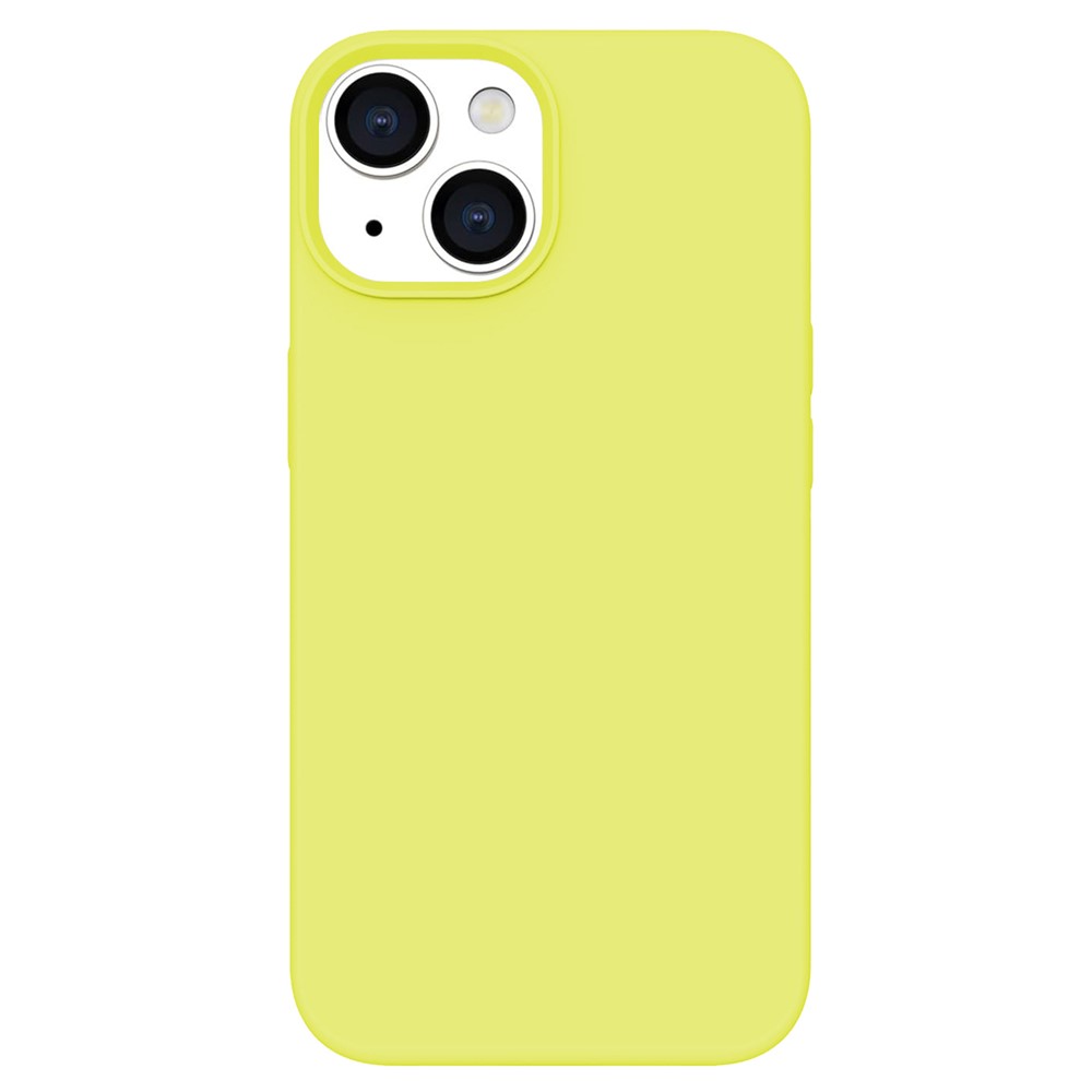 KALEBOL KLB-YTGJ001 For iPhone 13 Case Solid Color Liquid Silicone+PC Phone Cover - Yellow