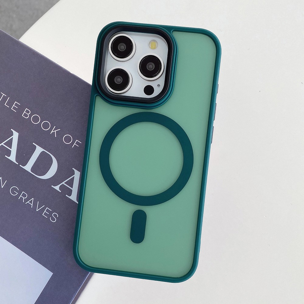 For iPhone 13 Pro Max Case Compatible with MagSafe Skin-Touch PC+TPU Phone Cover - Dark Green