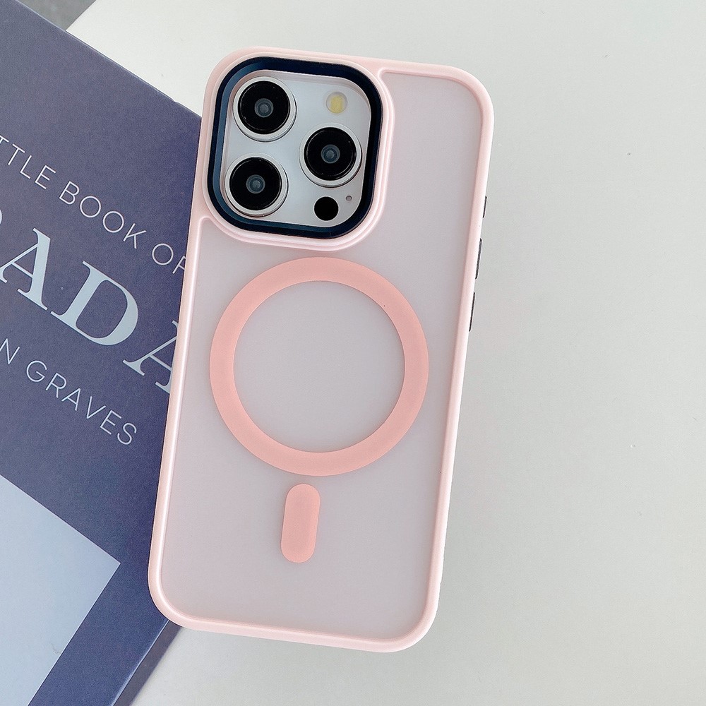 For iPhone 13 Pro Max Case Compatible with MagSafe Skin-Touch PC+TPU Phone Cover - Pink