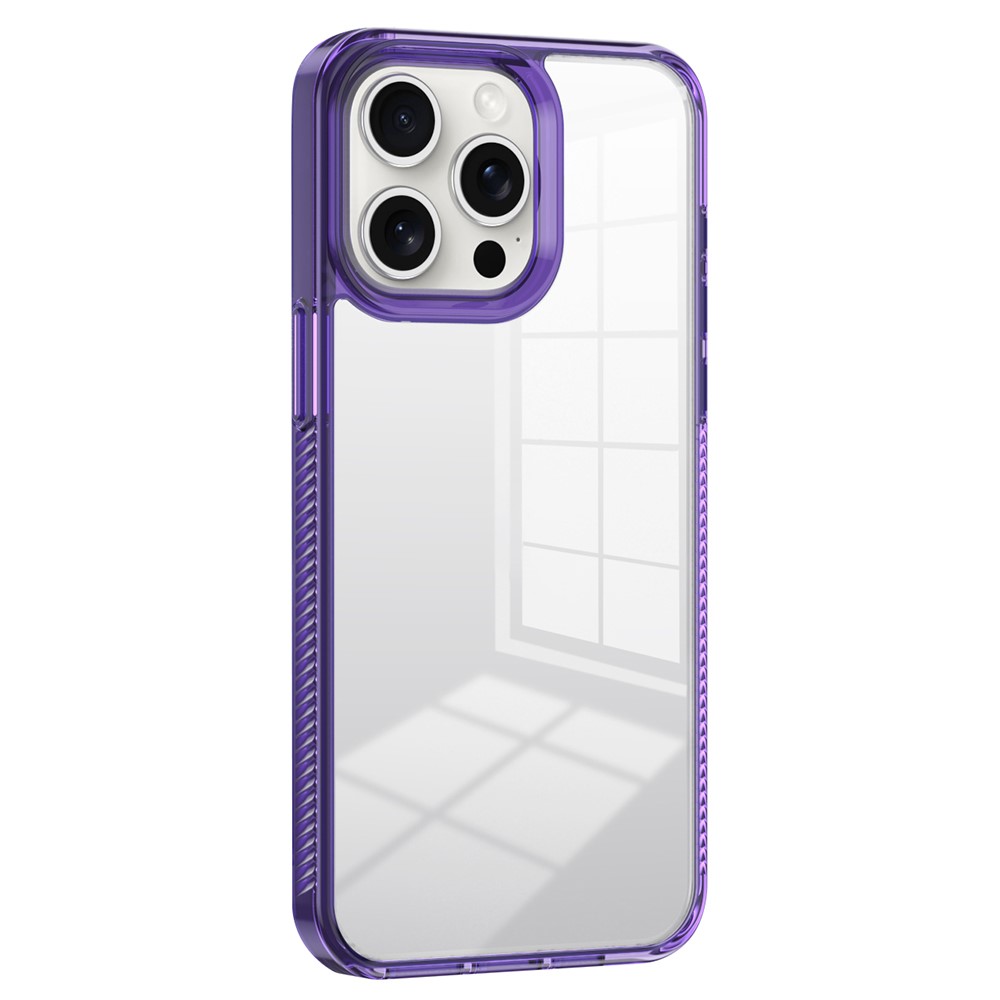 For iPhone 14 Pro Max Clear Phone Case TPU PC Anti-Slip Drop-Proof Back Cover - Dark Purple