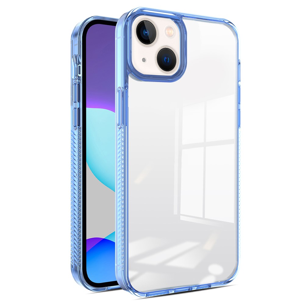 For iPhone 14 / 13 6.1 inch Clear Phone Case TPU PC Anti-Slip Drop-Proof Back Cover - Sky Blue