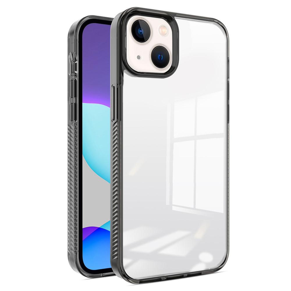 For iPhone 14 / 13 6.1 inch Clear Phone Case TPU PC Anti-slip Drop-proof Back Cover - Black