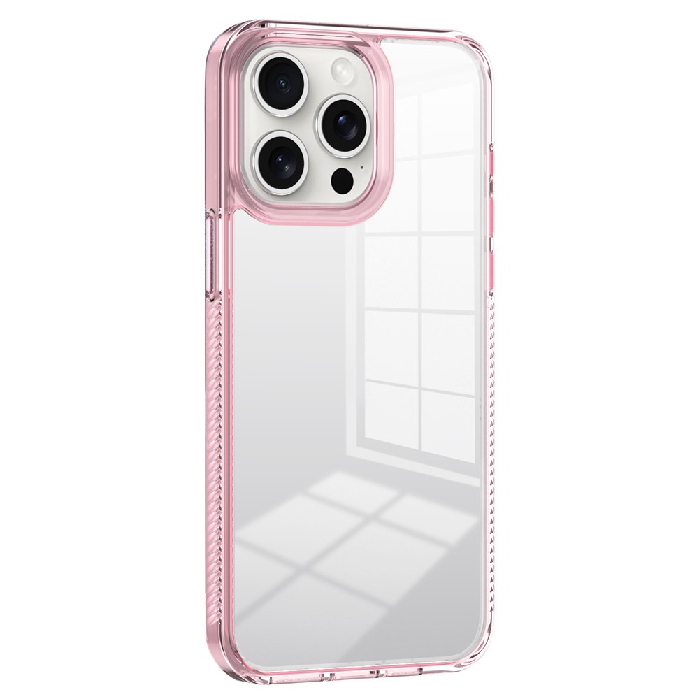 For iPhone 14 Pro Clear Phone Case TPU PC Anti-slip Drop-proof Back Cover - Pink