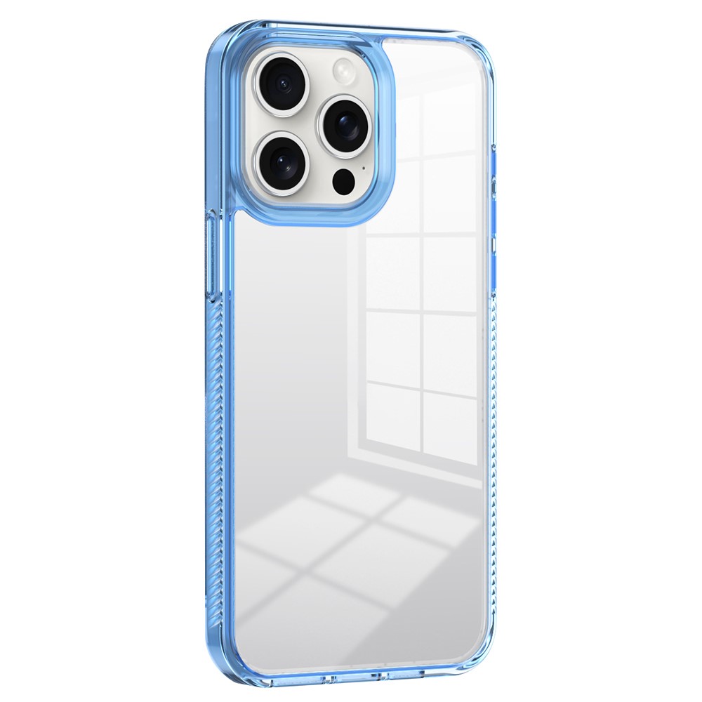 For iPhone 13 Pro Max 6.7 inch Clear Phone Case TPU PC Anti-slip Drop-proof Back Cover - Sky Blue